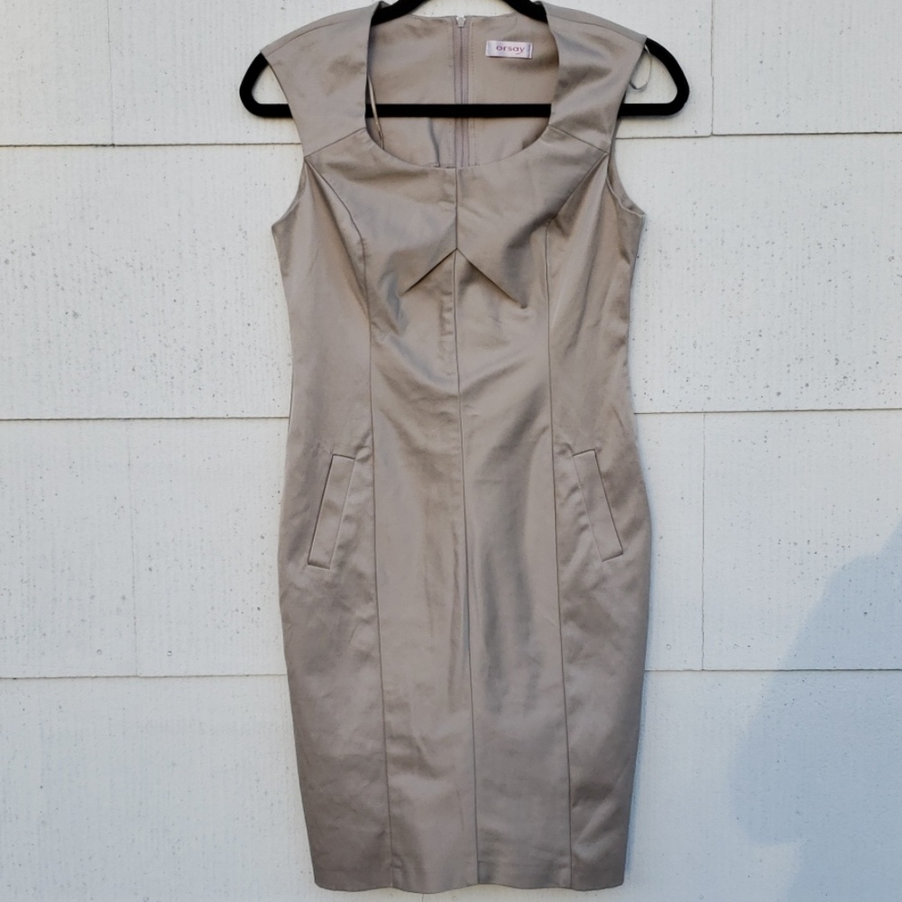 Orsay Women’s Satin Silver Sheath Sleeveless Dress Size 8